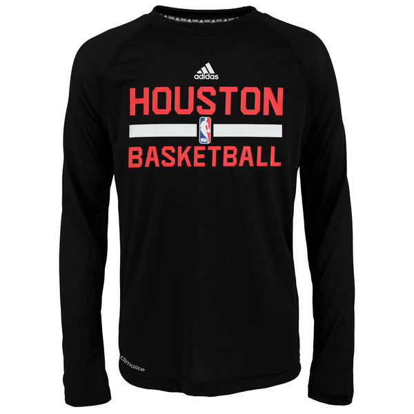 NBA Men Houston Rockets adidas OnCourt Climalite Ultimate Long Sleeve TShirt Black->nba t-shirts->Sports Accessory